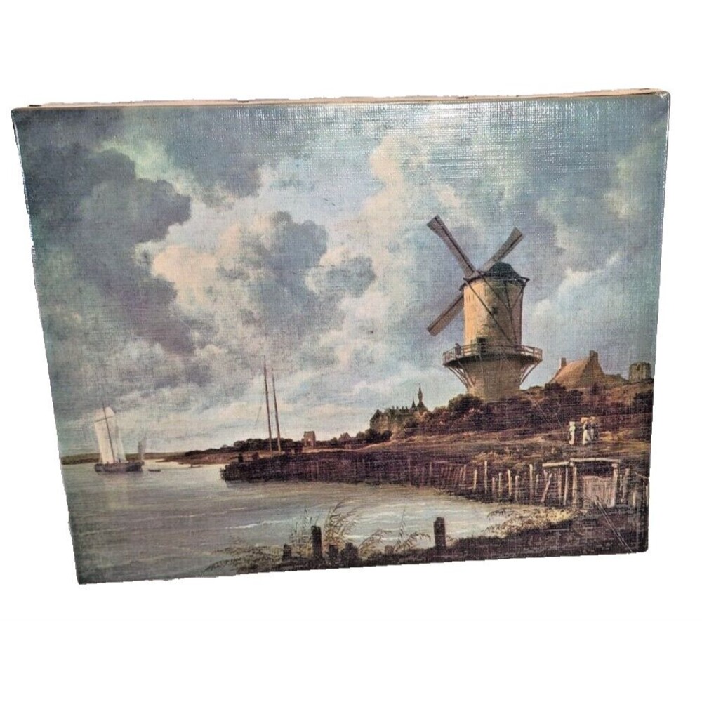 Windmill Les Editions Braun Paris Jr. Van Ruysdael Print Canvas Netherlands 1964